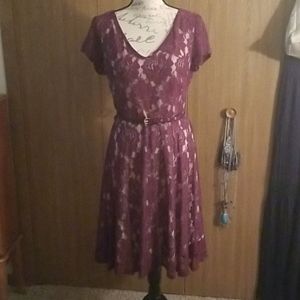 EUC Women's Lace Belted Dress